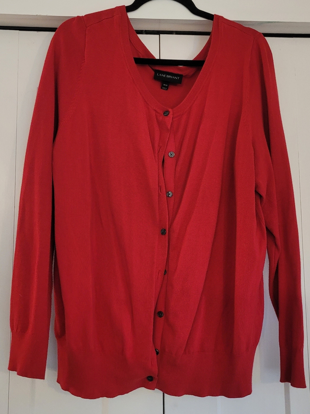 Lane Bryant Pinkish Red Button-Up Cardigan